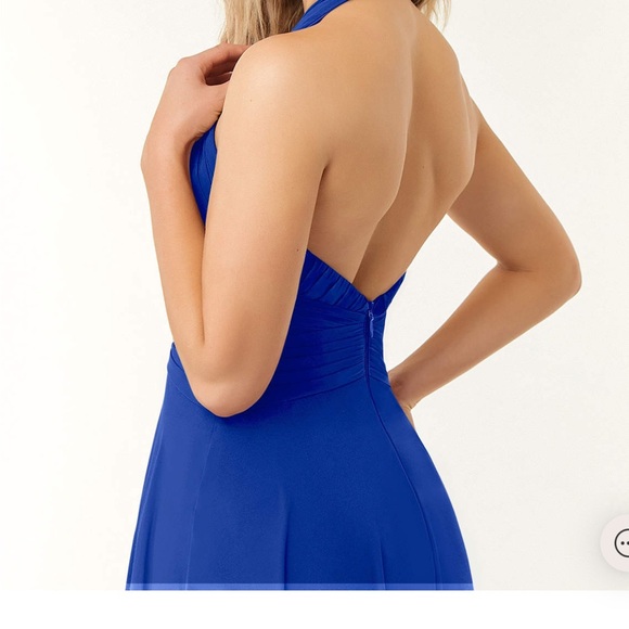 Azazie Monroe A-Line Pleated Chiffon Floor-Length Dress in Royal Blue - Picture 2 of 8